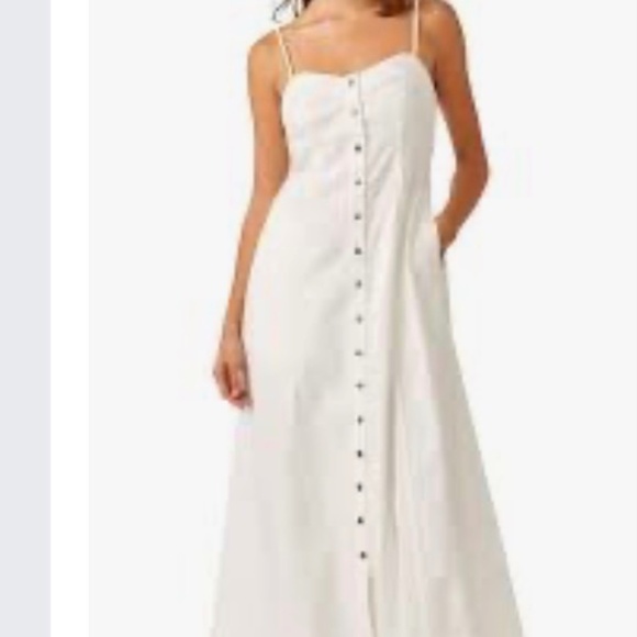 Universal Thread White Button-Front Linen Midi Dress Size Large - Picture 1 of 13